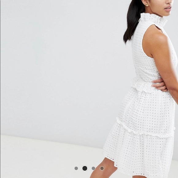 John Zack Petite High Neck cutwork lace layered skater dress - Picture 4 of 6